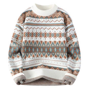 Pulover tricotat pentru bărbați, guler semi-turtleneck, gros, toamnă-iarnă, croială lejeră