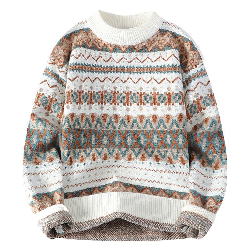 Pulover tricotat pentru bărbați, guler semi-turtleneck, gros, toamnă-iarnă, croială lejeră