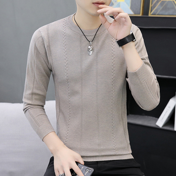 Kerek nyakú kötött pulóver csavar jacquard mintázattal, laza szabás, poliészter rostokból álló keverék