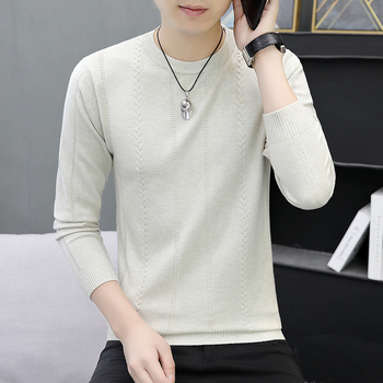 Kerek nyakú kötött pulóver csavar jacquard mintázattal, laza szabás, poliészter rostokból álló keverék