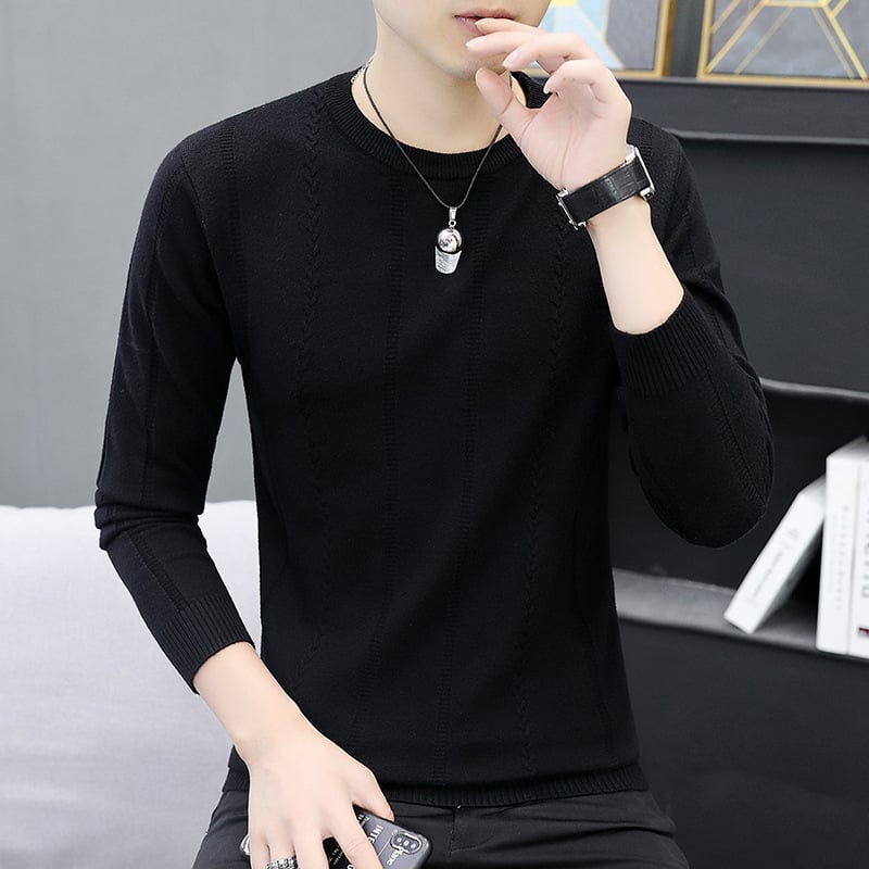 Kerek nyakú kötött pulóver csavar jacquard mintázattal, laza szabás, poliészter rostokból álló keverék