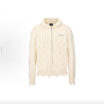 Kollégiumi stílusú kardigán 3D dzsákárd hímzéssel, 90% pamut, laza szabás, kerek nyak