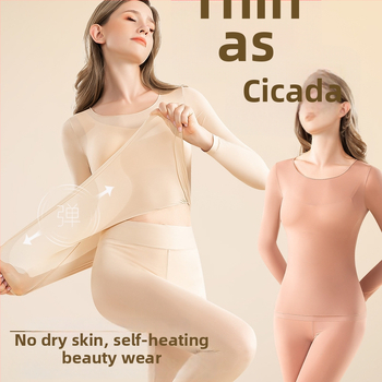 Set de lenjerie termică - Ultra-subțire, Cald, Antistatice, Nailon cu îngrijire a pielii prin acid hialuronic, croială strânsă