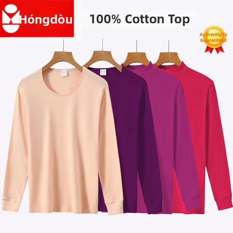 Top termic din bumbac 100%, pulover cu guler rotund, fără cusături, dintr-un singur strat, țesătură 181–200 g/m²