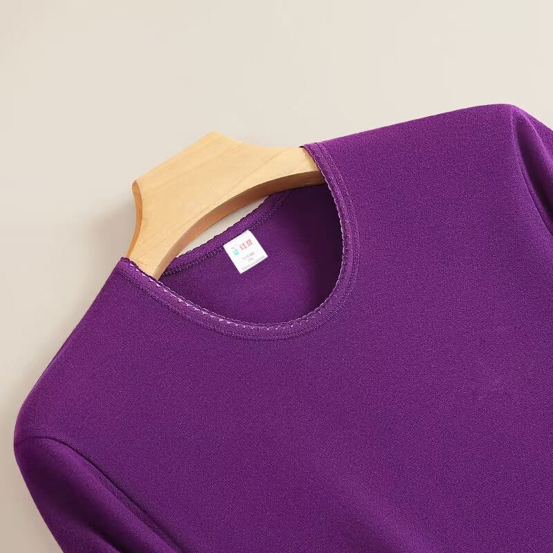 Top termic din bumbac 100%, pulover cu guler rotund, fără cusături, dintr-un singur strat, țesătură 181–200 g/m²