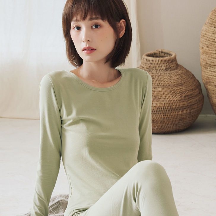 Női őszi pamut alapréteg készlet, karcsú szabás, vékony, egy réteg, 180–250 g/m²