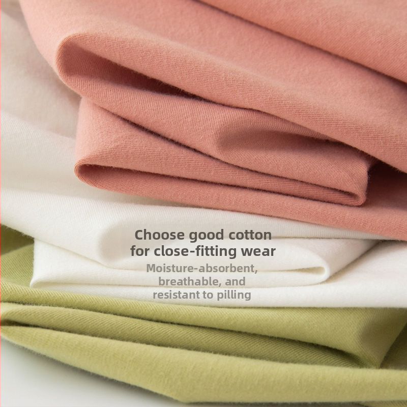 Moterų rudens medvilnės bazinis komplektas, siauras kirpimas, plonas, vienas sluoksnis, 180–250 g/m²