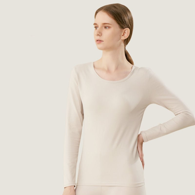 Női őszi pamut alapréteg készlet, karcsú szabás, vékony, egy réteg, 180–250 g/m²