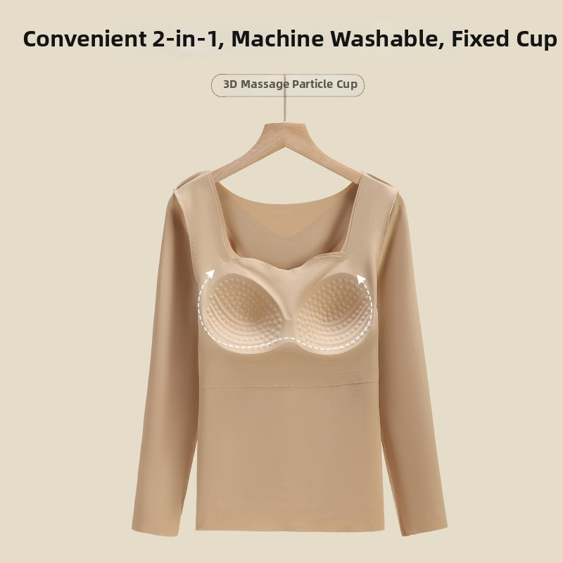 Sieviešu plāns termālais komplekts ar fiksētu krūšu kausu un garām piedurknēm, krūšu spilventiņi, antibakteriāls, elastīgs, saglabā siltumu, materiāls: neilons 68%