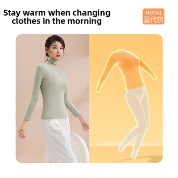 Top damă din modal cu guler înalt, pulover, mâneci lungi, slim fit, 181-200 g/m²