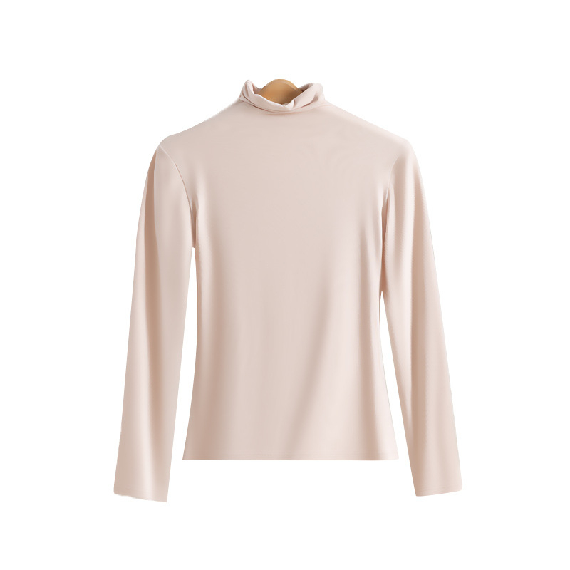 Top damă din modal cu guler înalt, pulover, mâneci lungi, slim fit, 181-200 g/m²
