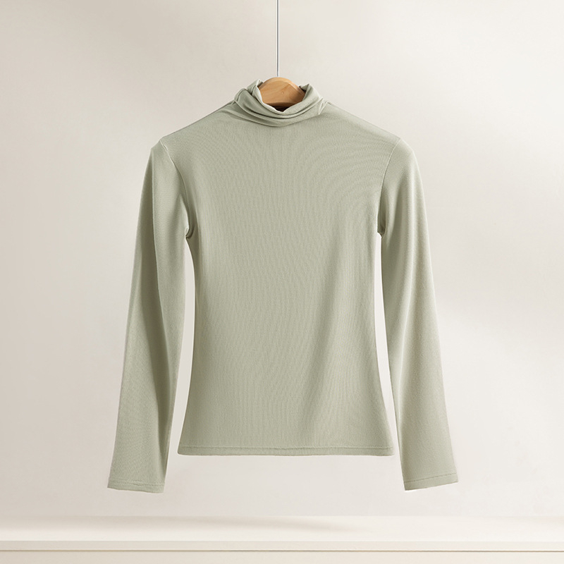 Top damă din modal cu guler înalt, pulover, mâneci lungi, slim fit, 181-200 g/m²
