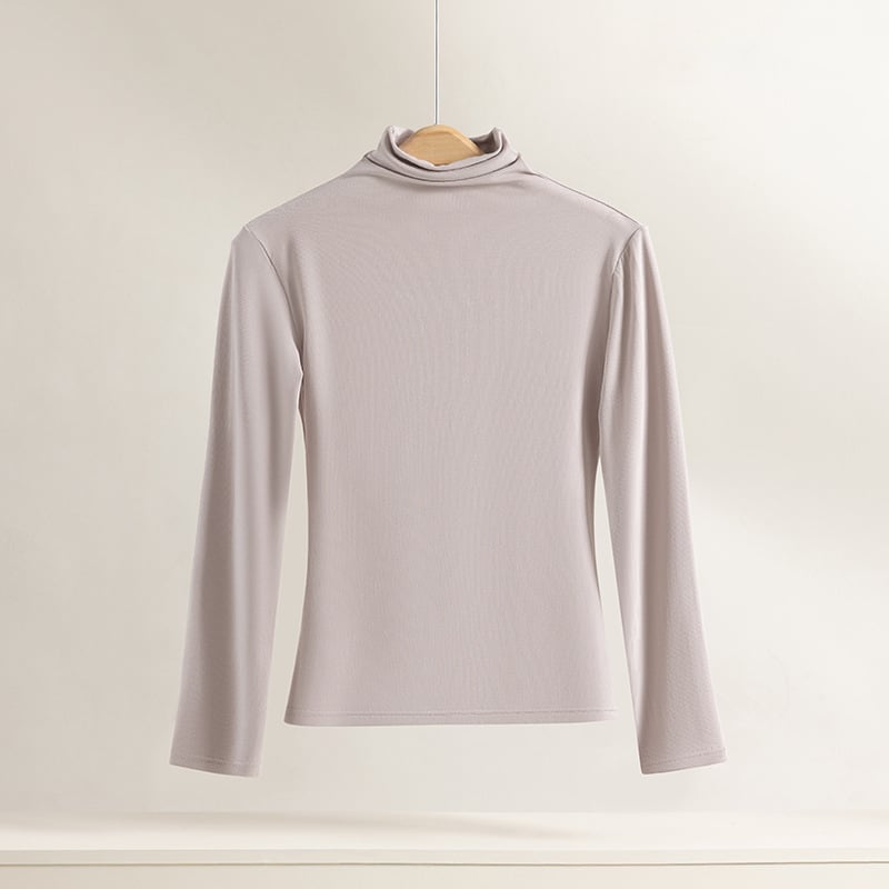 Top damă din modal cu guler înalt, pulover, mâneci lungi, slim fit, 181-200 g/m²