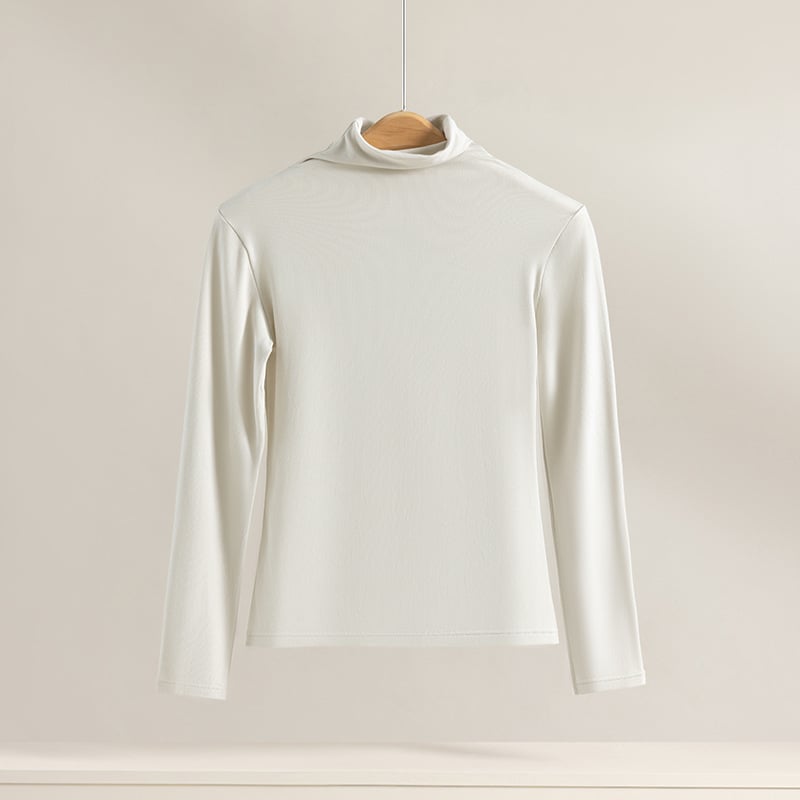 Top damă din modal cu guler înalt, pulover, mâneci lungi, slim fit, 181-200 g/m²