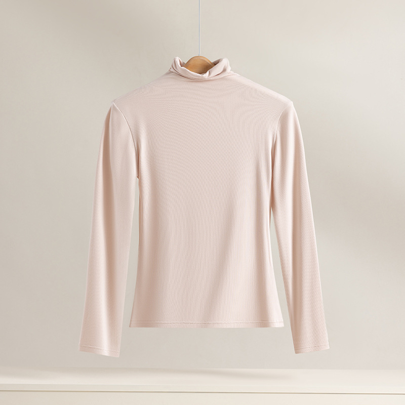 Top damă din modal cu guler înalt, pulover, mâneci lungi, slim fit, 181-200 g/m²