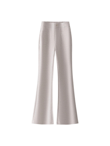 Ženske hlače od vunene smjese, visokim strukom, debeli materijal, šire prema dolje (bootcut), elegantan gradski stil