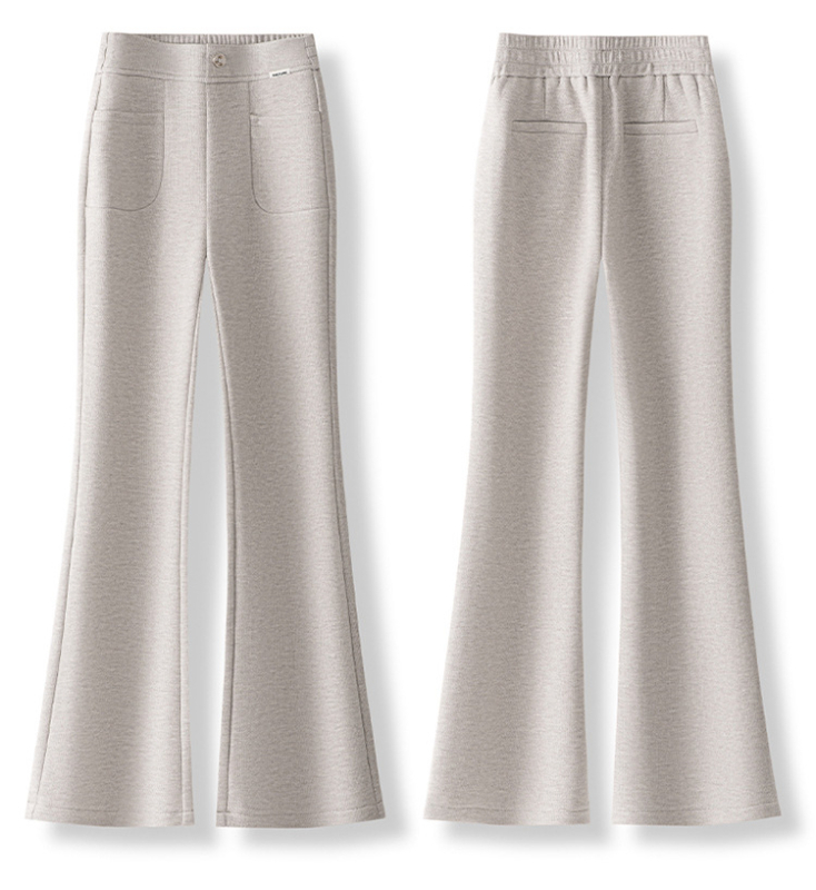 Ženske hlače od vunene smjese, visokim strukom, debeli materijal, šire prema dolje (bootcut), elegantan gradski stil