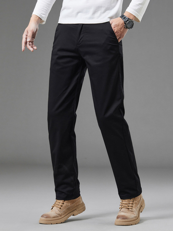 Muške pamučne hlače khaki, ravnog kroja, slim fit, elastične