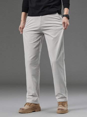 Muške pamučne hlače khaki, ravnog kroja, slim fit, elastične