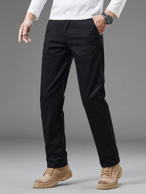 Muške pamučne hlače khaki, ravnog kroja, slim fit, elastične