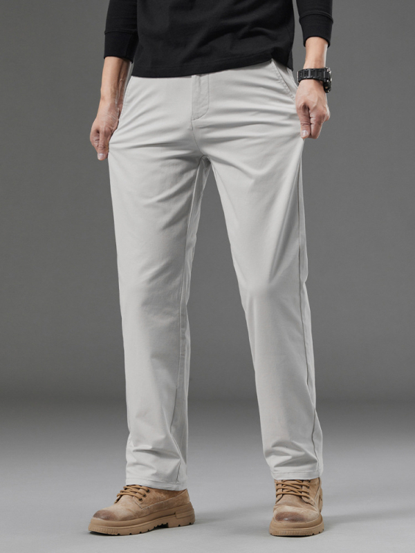 Muške pamučne hlače khaki, ravnog kroja, slim fit, elastične