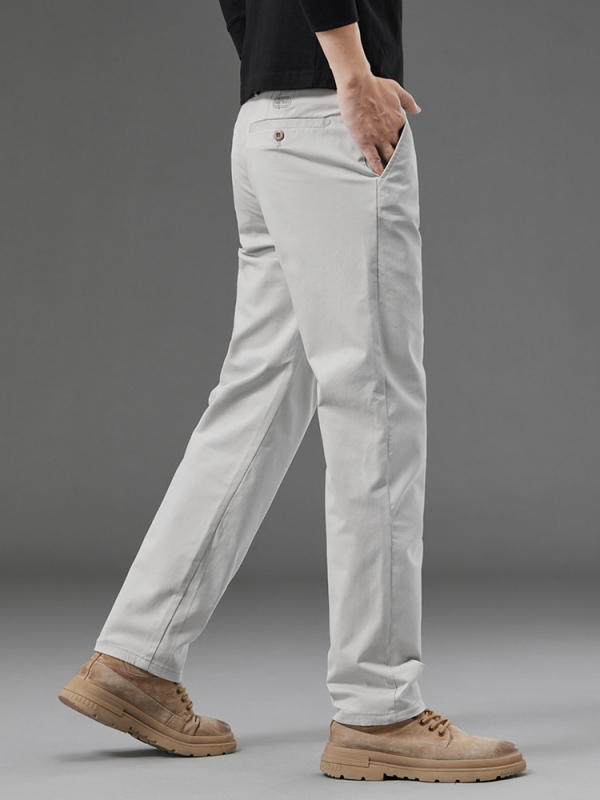 Muške pamučne hlače khaki, ravnog kroja, slim fit, elastične