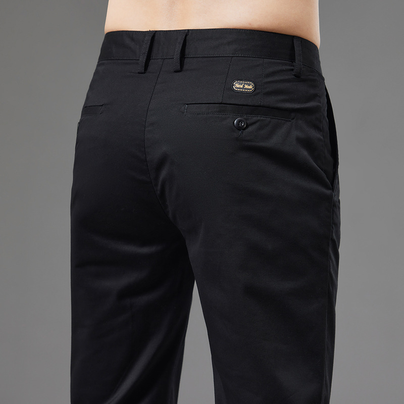 Muške pamučne hlače khaki, ravnog kroja, slim fit, elastične