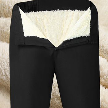 Muške zimske hlače s fleece podstavom, ravnog kroja, poslovni stil, zatvarač