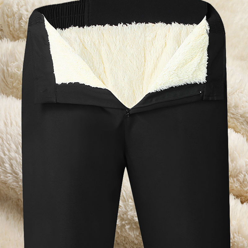 Muške zimske hlače s fleece podstavom, ravnog kroja, poslovni stil, zatvarač