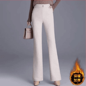 Dámske nohavice s vysokým pásom, fleecovou výstelkou, mierne rozšírené konce, elastický pás, minimalistický casual štýl.