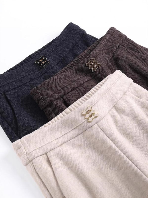 Női magas derekú, fleece-béléssel ellátott, vastagított bootcut nadrág, elasztikus derék, minimalistikus, mindennapi stílus.