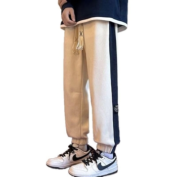 Pantaloni jogger casual pentru bărbați, croială lejeră, fleece, talie medie, închidere cu șiret, pentru relaxare