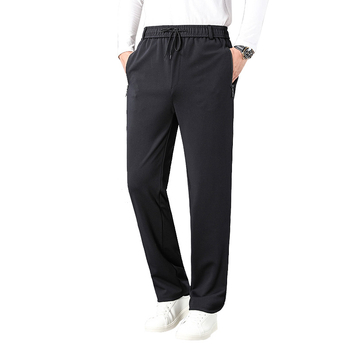 Pantaloni casual de iarnă cu căptușeală fleece, croială dreaptă, talie înaltă, șnur pentru strângere, pentru bărbați, toate anotimpurile
