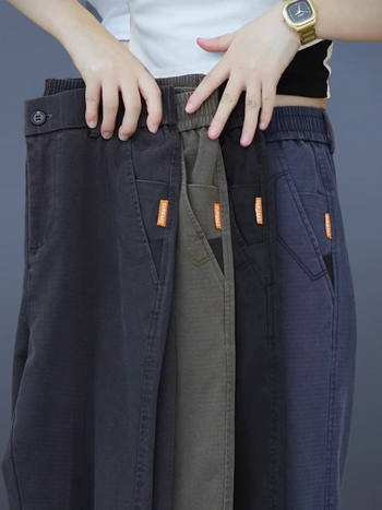 Pantaloni casual bărbați cu căptușeală fleece, croială dreaptă lejeră, talie medie, fermoar, țesătură groasă din amestec lyocell