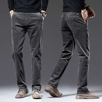 Corduroy casual pants for men - χειμώνας, μέση, χαλαρή ίσια γραμμή, φερμουά, βαμβάκι Corduroy