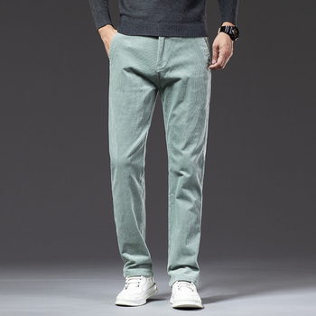 Corduroy casual pants for men - χειμώνας, μέση, χαλαρή ίσια γραμμή, φερμουά, βαμβάκι Corduroy