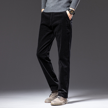 Corduroy casual pants for men - χειμώνας, μέση, χαλαρή ίσια γραμμή, φερμουά, βαμβάκι Corduroy
