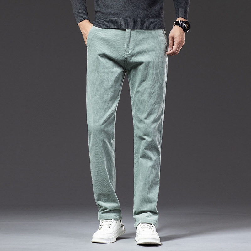 Corduroy casual pants for men - χειμώνας, μέση, χαλαρή ίσια γραμμή, φερμουά, βαμβάκι Corduroy