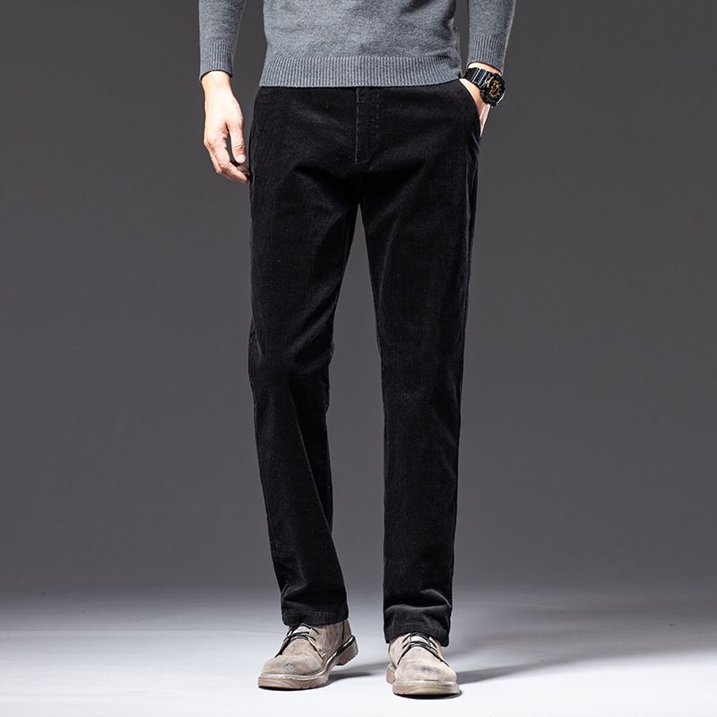 Corduroy casual pants for men - χειμώνας, μέση, χαλαρή ίσια γραμμή, φερμουά, βαμβάκι Corduroy