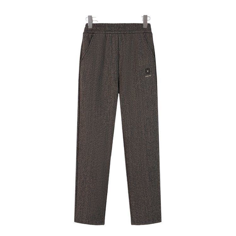 Női fleece-béléses vastag nadrág, elasztikus derék, egyenes szabás, lazán illeszkedő, hosszú idős nők számára