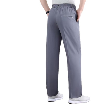 Pantaloni casual pentru bărbați, vară, Ice Silk, croială dreaptă, talie înaltă, respirabili