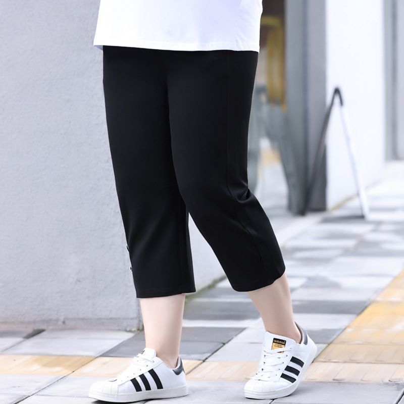 Pantaloni pentru femei cu talie înaltă, lungime cropped, croi drept, poliester ultra-subțire (90–95%), vară 2024, casual