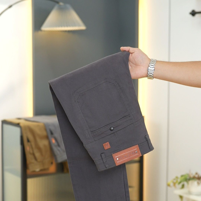 Ανδρικά παντελόνια business casual, ίσιο κόψιμο, μεσαία μέση, κλείσιμο με κορδόνι, μείγμα πολυεστέρα