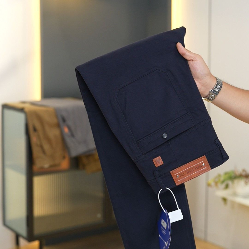 Ανδρικά παντελόνια business casual, ίσιο κόψιμο, μεσαία μέση, κλείσιμο με κορδόνι, μείγμα πολυεστέρα