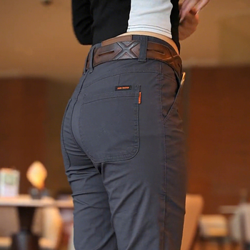 Pantaloni bărbați business casual drepti - amestec de bumbac cu elastan, talie medie, fermoar, toamnă 2025