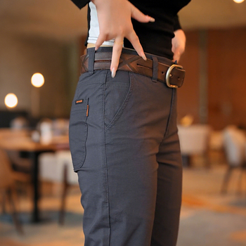 Pantaloni bărbați business casual drepti - amestec de bumbac cu elastan, talie medie, fermoar, toamnă 2025