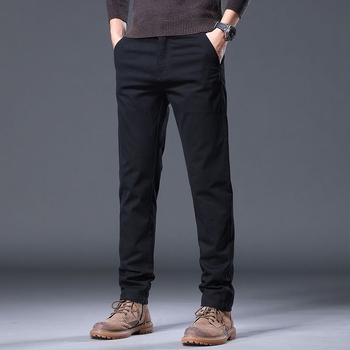 Pantaloni bărbați business casual drepti - amestec de bumbac cu elastan, talie medie, fermoar, toamnă 2025