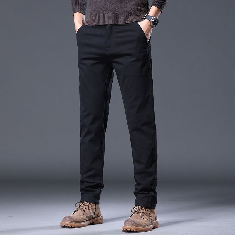 Pantaloni bărbați business casual drepti - amestec de bumbac cu elastan, talie medie, fermoar, toamnă 2025