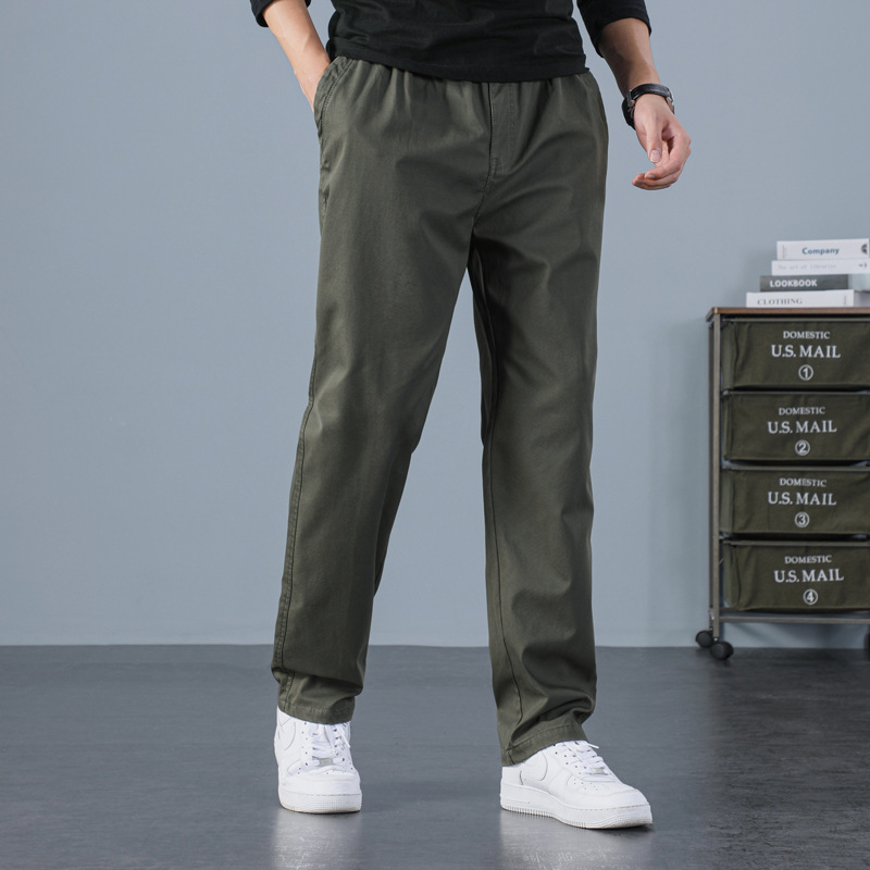 Pantaloni de lucru din bumbac, croială dreaptă, talie medie, fermoar, buzunare multiple, pentru iarnă