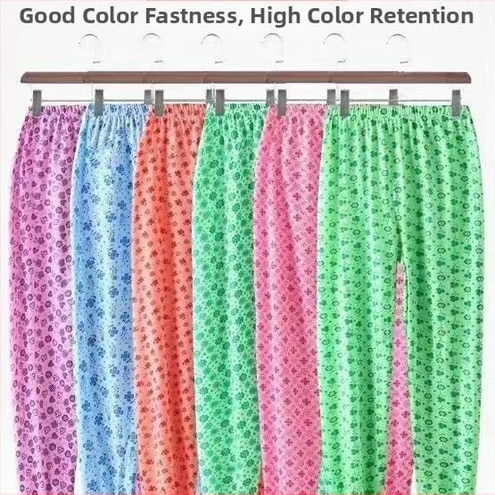 Moterų ilgos namų kelnės su gėlių raštu, žemas liemuo, medvilnė su poliesterio pamušalu, cropped ilgis, kvėpuojančios, vidutinė šiluma